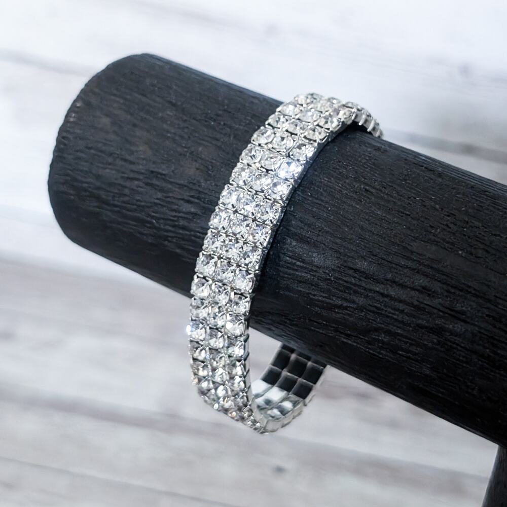 Vintage Stretch Bracelet - Clear Gems